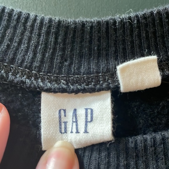 Gap logo crew sweatshirt black with silver glitter logo, size large, guc - Picture 4 of 12